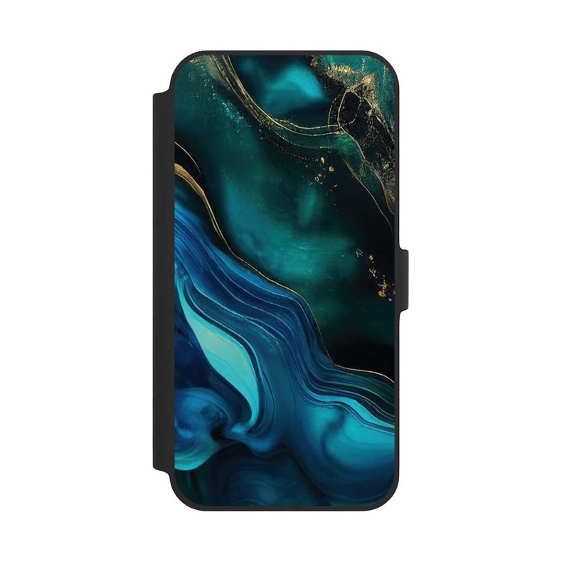 iPhone 14 Plus NIVOflip Encre bleue et dorée avec IA