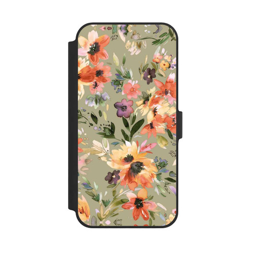 Apple iPhone 14 Plus NIVOflip Malerische tropische Blumen Salbeigrün