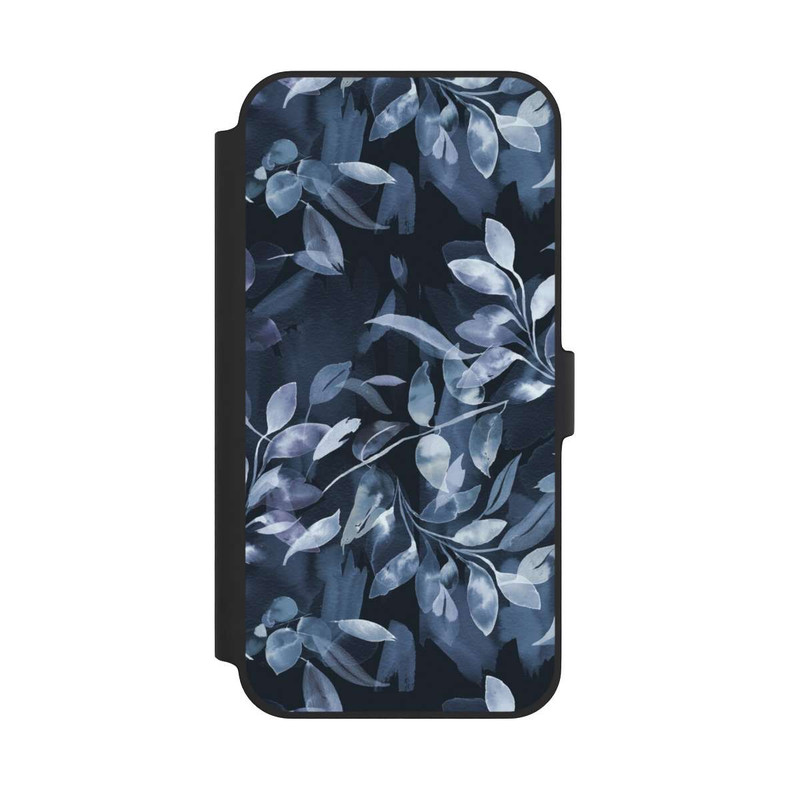 iPhone 14 Plus NIVOflip Aquarelle Feuilles Mystiques Marine