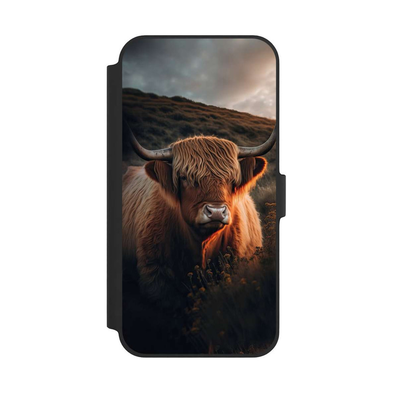 iPhone 14 Plus NIVOflip Vache Highland avec de grandes cornes avec IA