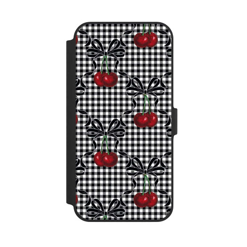 Apple iPhone 14 Plus NIVOflip Kirschen Muster Schwarz
