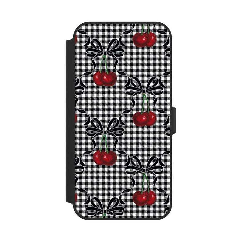 iPhone 14 Plus NIVOflip Kirschen Muster Schwarz