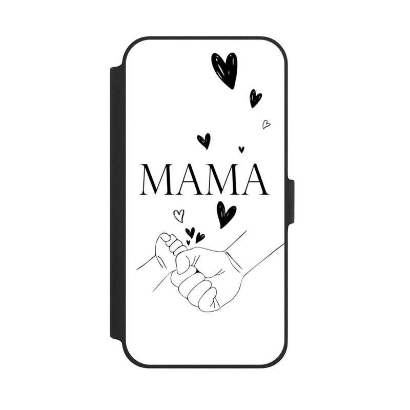 iPhone 14 Plus NIVOflip Muttertag Line Art Hände Schwarz Weiß