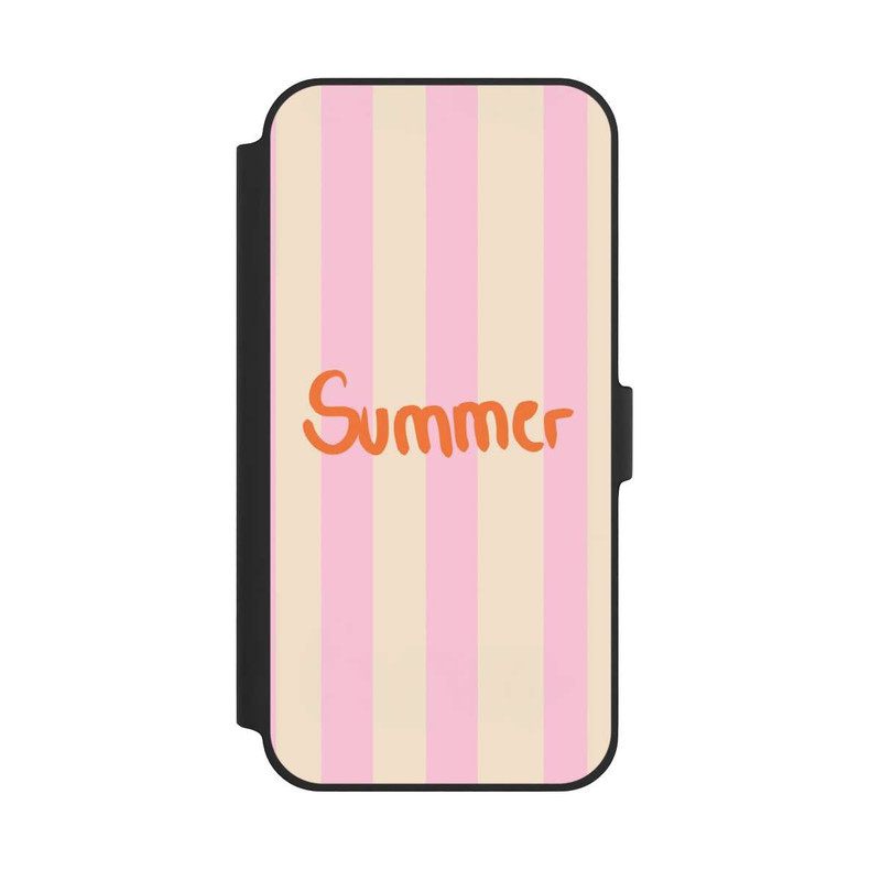 iPhone 14 Plus NIVOflip Summer- Rosa und Orange Streifen Hintergrund