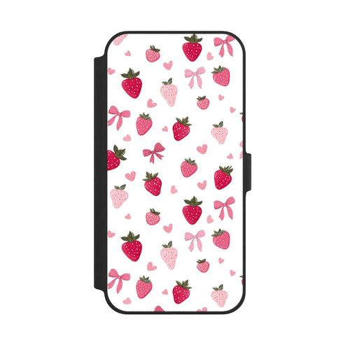 Apple iPhone 14 Plus NIVOflip Erdbeer Herz Schleifen Muster Pink
