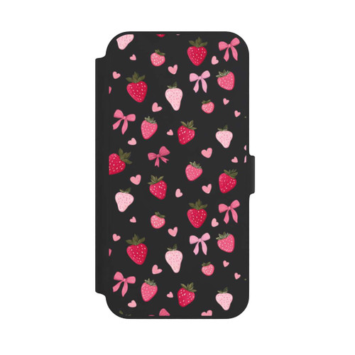 Apple iPhone 14 Plus NIVOflip Erdbeer Herz Schleifen Pink Muster Transparent