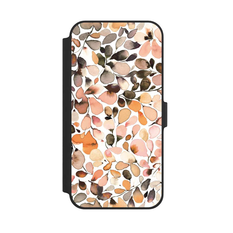 iPhone 14 Plus NIVOflip Eukalyptus Aquarellblätter Dunkelbraun Herbst