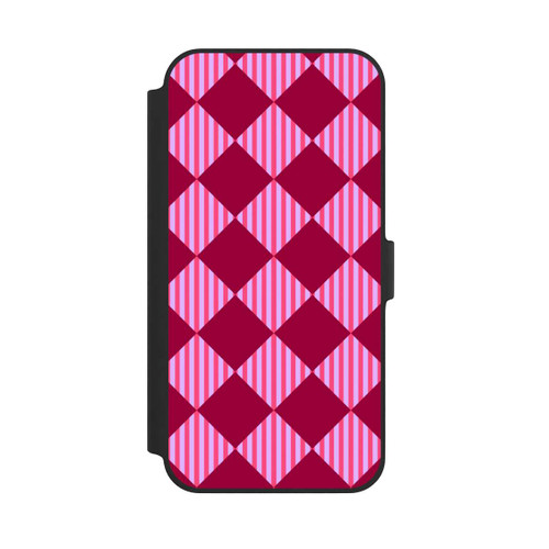 Apple iPhone 14 Plus NIVOflip Rauten Muster Rot Rosa