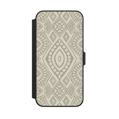 Apple iPhone 14 Plus NIVOflip Boho Geometric Mosaic Pattern Neutral Grey and Beige