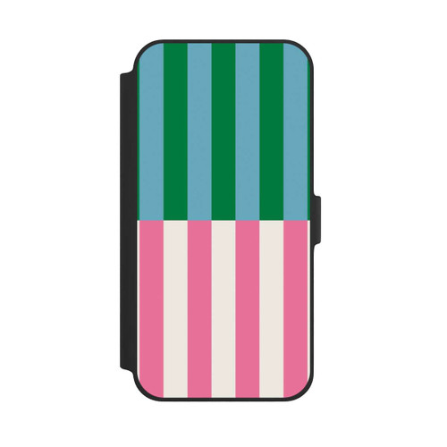 Apple iPhone 14 Plus NIVOflip Streifenmuster Grün Rosa