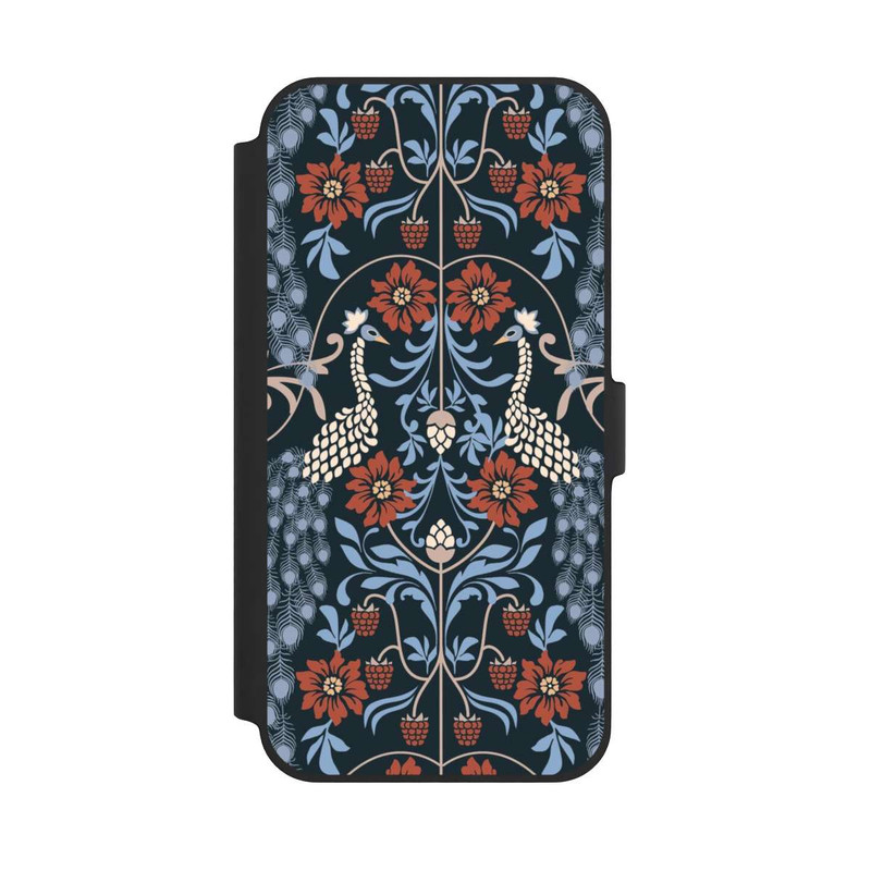 iPhone 14 Plus NIVOflip Vintage Peacock Garden Arts and Crafts Floral Dark