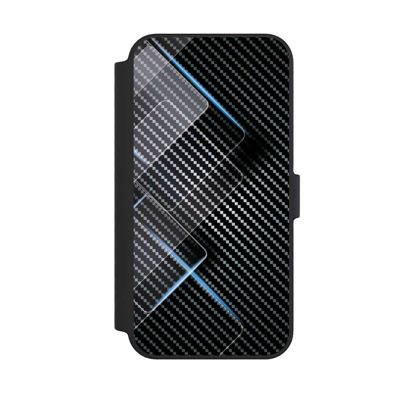 iPhone 14 Pro Max NIVOflip Blaue Linien auf Karbon