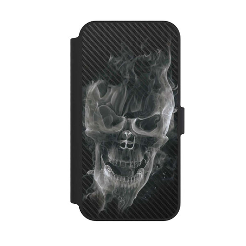 Apple iPhone 14 Pro Max NIVOflip rauchender Totenkopf Carbon