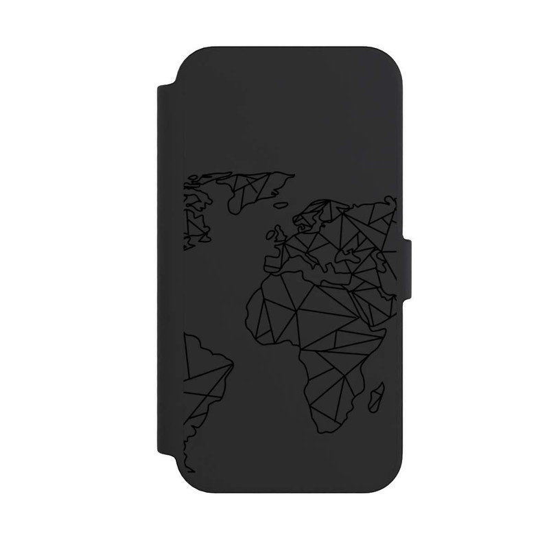 iPhone 14 Pro Max NIVOflip Polygon Weltkarte Schwarz ohne Hintergrund
