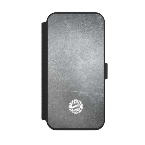 Apple iPhone 14 Pro Max NIVOflip Klassisches FCB Logo Klein - Weiß auf Metalllook