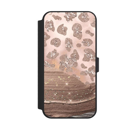 Apple iPhone 14 Pro Max NIVOflip Silberner Leoparden Glitzerlook