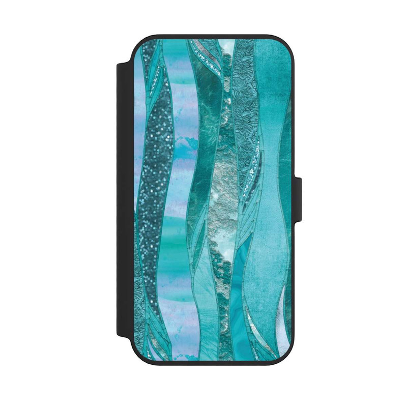 iPhone 14 Pro Max NIVOflip glamouröser Glitzerlook blau