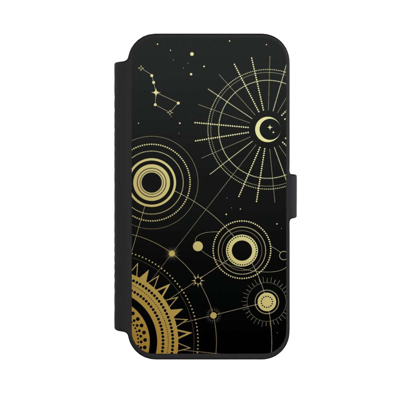 iPhone 14 Pro Max NIVOflip Schwarzer und goldener Look Abstrakt