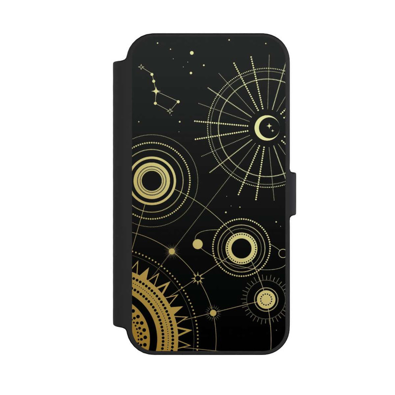 iPhone 14 Pro Max NIVOflip Schwarzer und goldener Look Abstrakt