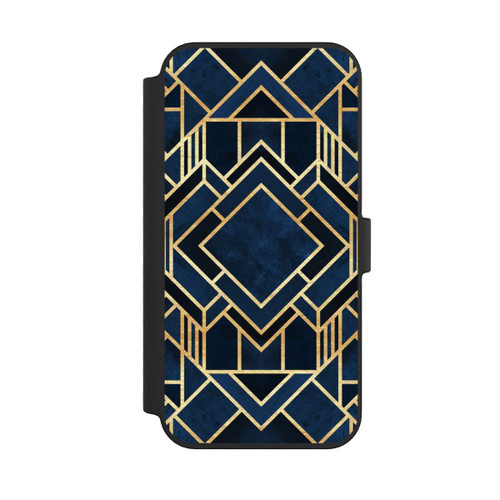 Apple iPhone 14 Pro Max NIVOflip Kunst Deko Blau Golddruck