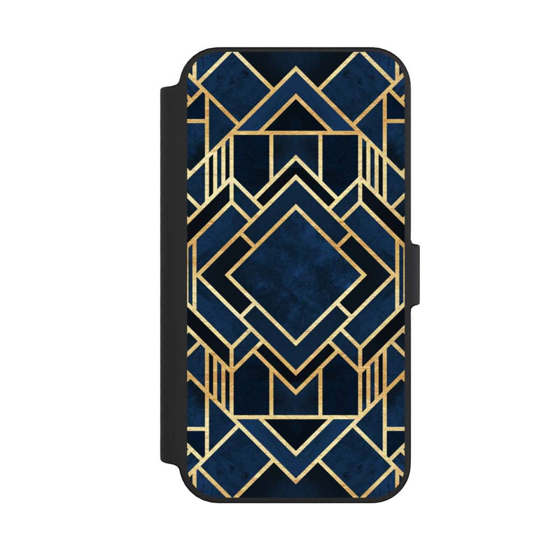 iPhone 14 Pro Max NIVOflip Impression Art Déco Bleu Or