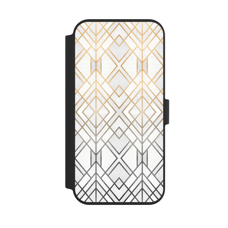 iPhone 14 Pro Max NIVOflip Gold und Grauer Geo Golddruck