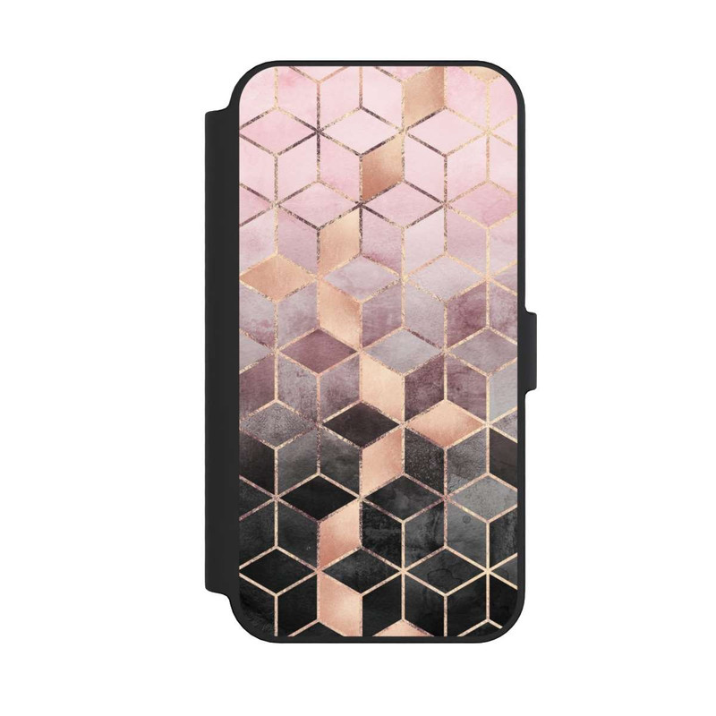 iPhone 14 Pro Max NIVOflip Imprimé Cubes Dégradés Gris Rose