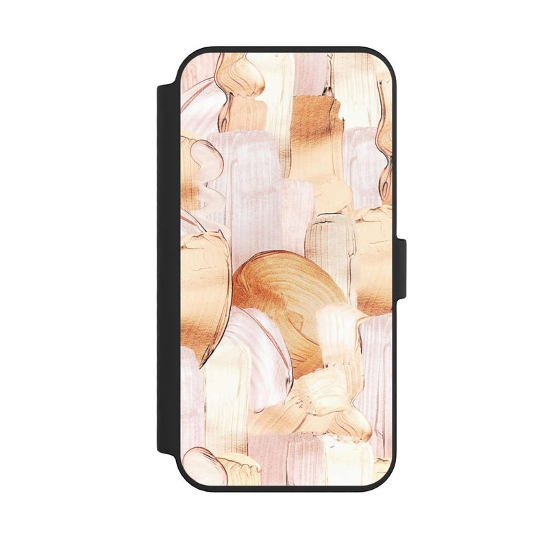 iPhone 14 Pro Max NIVOflip Weiß/Gold Pinsel Muster