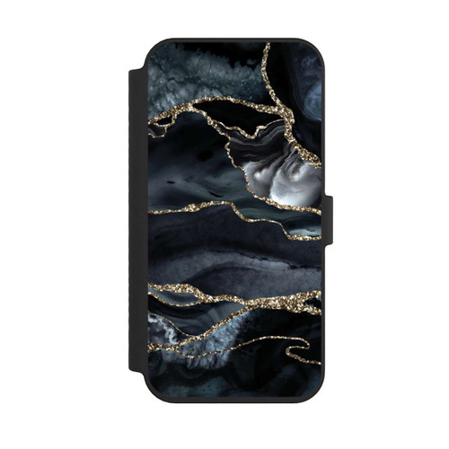 Apple iPhone 14 Pro Max NIVOflip Dark marble gold Glitter look