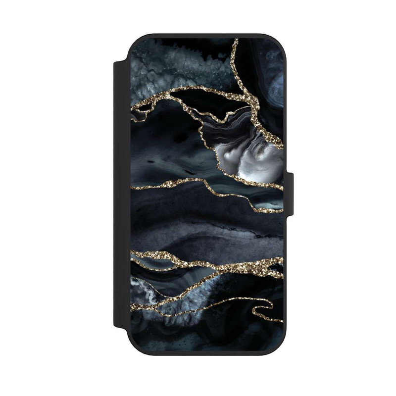 iPhone 14 Pro Max NIVOflip Dunkler Marmor Gold Glitzerlook