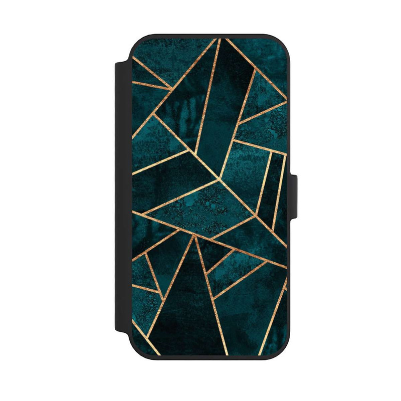 iPhone 14 Pro Max NIVOflip Tief Blaugrün Stein Gold Druck