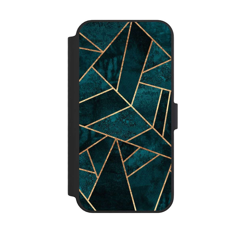 iPhone 14 Pro Max NIVOflip Imprimé or pierre sarcelle profond