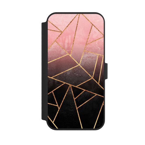 Apple iPhone 14 Pro Max NIVOflip Pinker und Schwarzer Stein Gold Druck