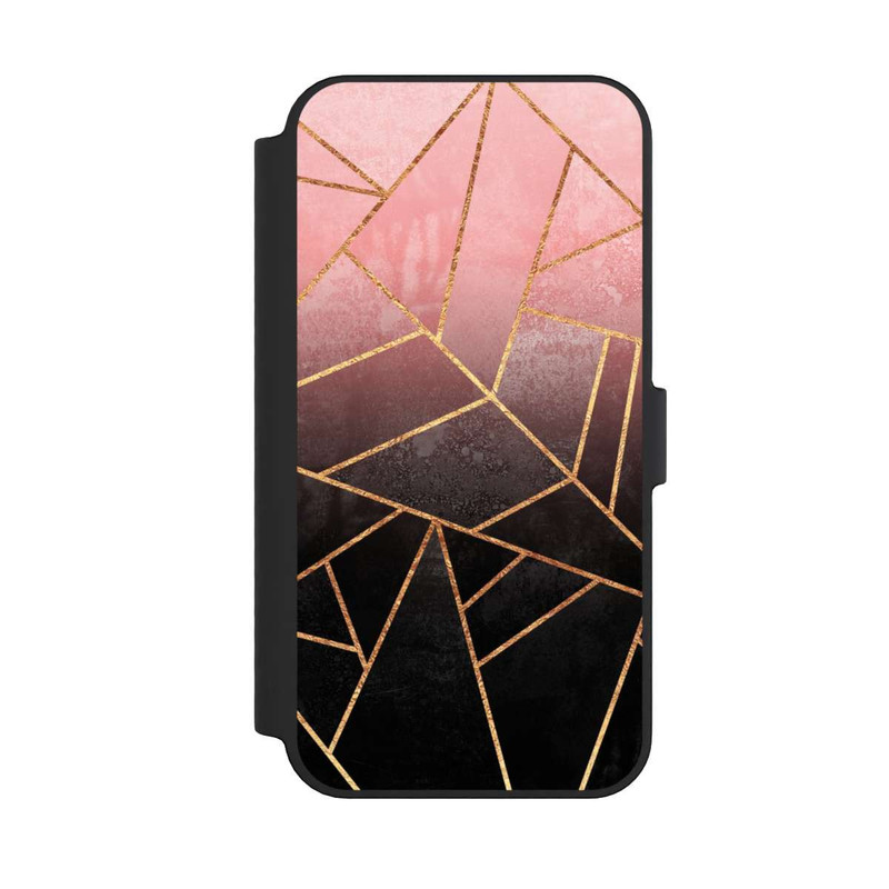iPhone 14 Pro Max NIVOflip Imprimé Pierre Or Rose Et Noir