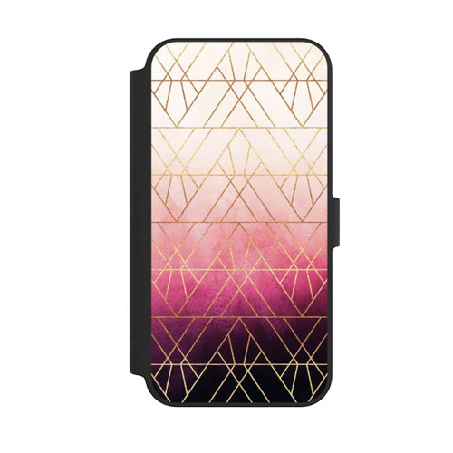 Apple iPhone 14 Pro Max NIVOflip Pink Ombre Triangles Gold Print