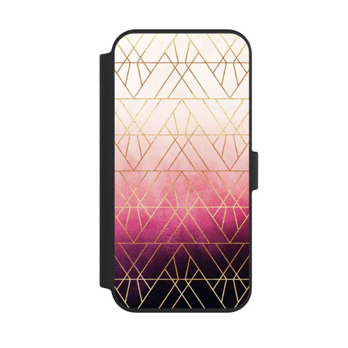 Apple iPhone 14 Pro Max NIVOflip Pink Ombre Dreiecke Golddruck
