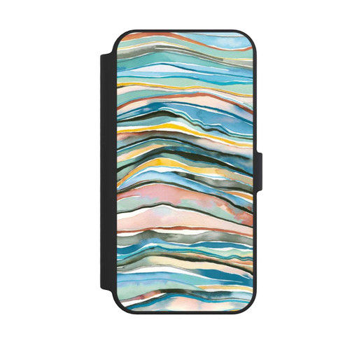 Apple iPhone 14 Pro Max NIVOflip Couches d'agate aquarelle bleues