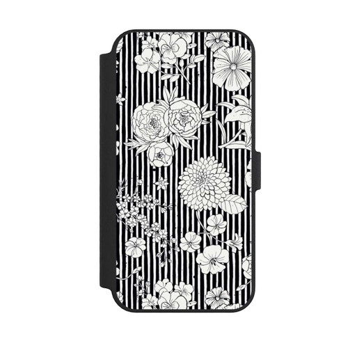 Apple iPhone 14 Pro Max NIVOflip Fleurs et rayures noir et blanc