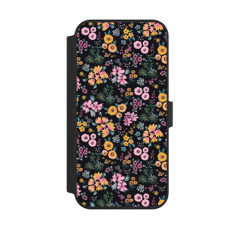 iPhone 14 Pro Max NIVOflip Kleine bunte Blumen Schwarz 2