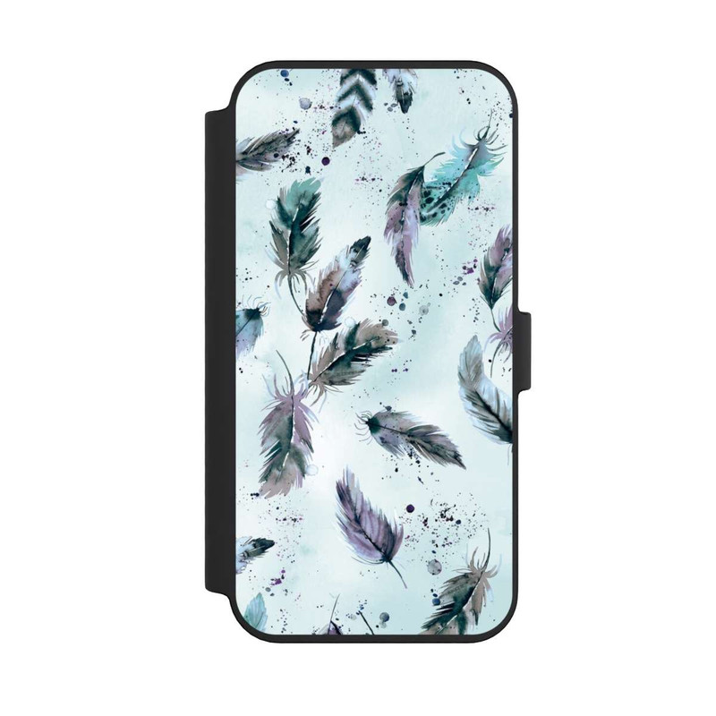 iPhone 14 Pro Max NIVOflip Magische Federn Sanftes Blau