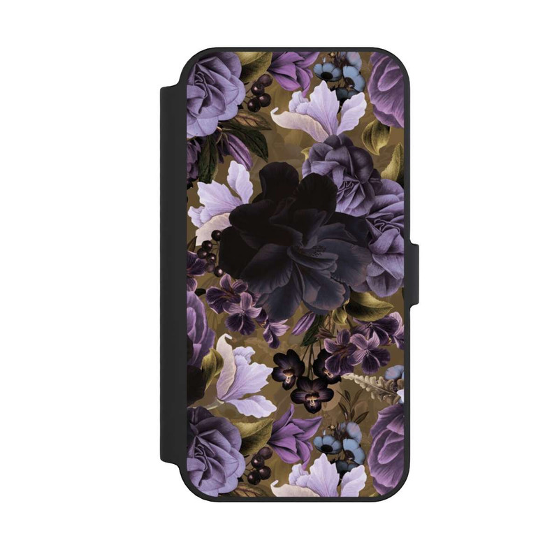 iPhone 14 Pro Max NIVOflip Fleurs vintage violettes et dorées
