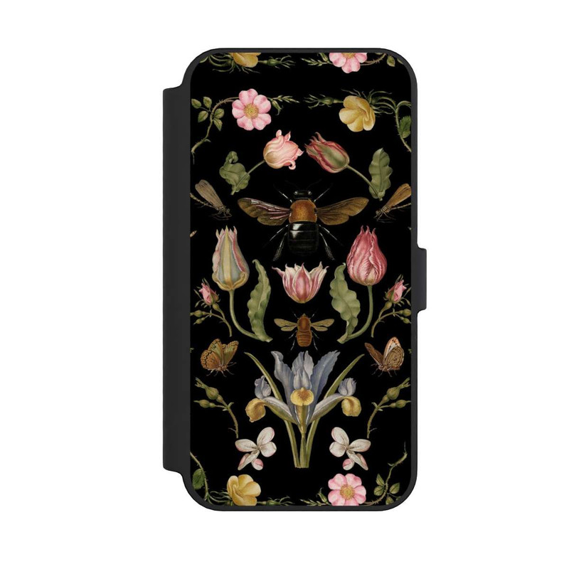 iPhone 14 Pro Max NIVOflip Wildblumen und Biene Schwarz