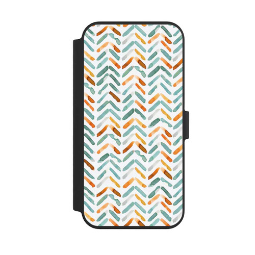 Apple iPhone 14 Pro Max NIVOflip Elegantes Herbstchevron Blau Orange