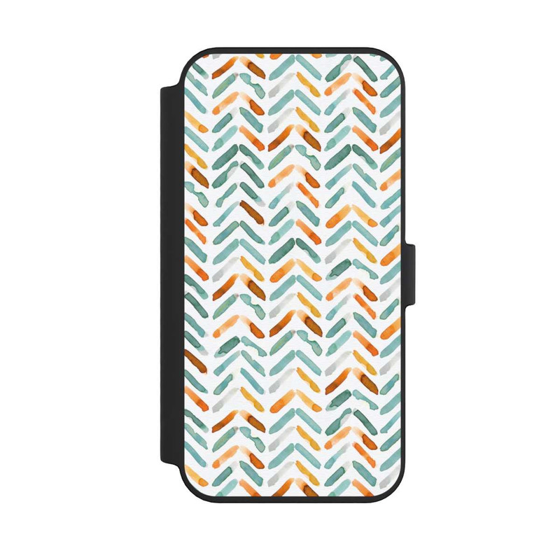iPhone 14 Pro Max NIVOflip Elegantes Herbstchevron Blau Orange