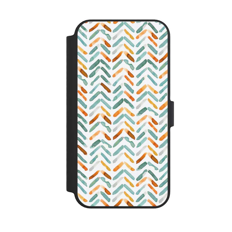 iPhone 14 Pro Max NIVOflip Élégant Automne Chevron Bleu Orange