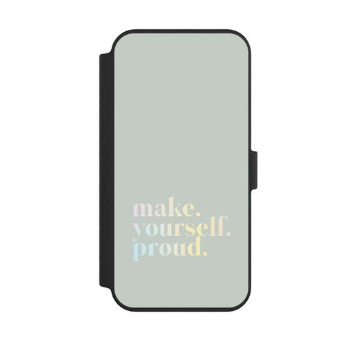 Apple iPhone 14 Pro Max NIVOflip Make Yourself Proud Zitat-Minze und Farbverlauf