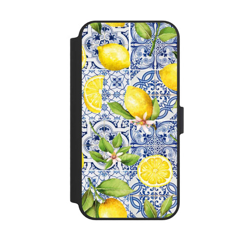 Apple iPhone 14 Pro Max NIVOflip Mediterrane Amalfi Küste mit Blauen Kacheln und Zitronen