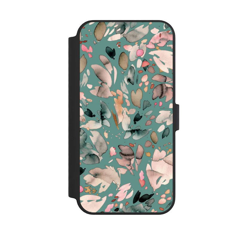 iPhone 14 Pro Max NIVOflip Fleurs abstraites, pétales vert