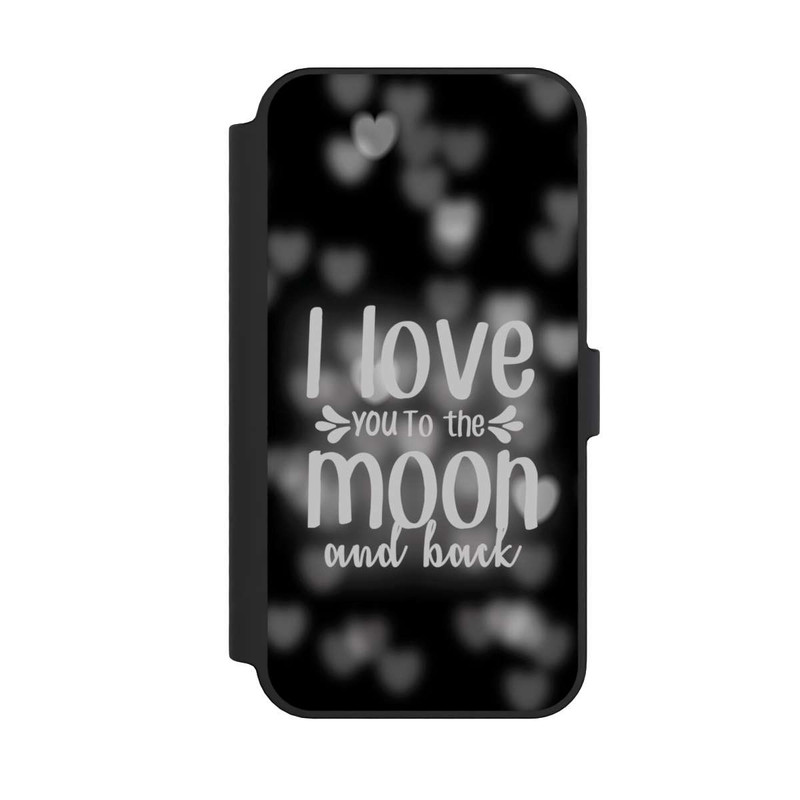 iPhone 14 Pro Max NIVOflip I Love You to The Moon And Back Black Hearts