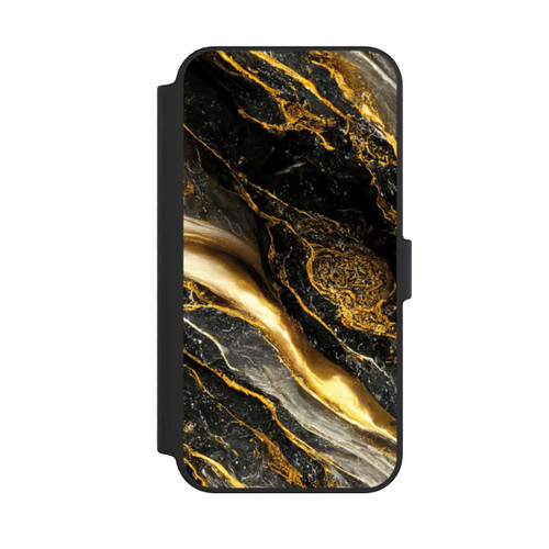 Apple iPhone 14 Pro Max NIVOflip Schwarze Marmor Goldschichten